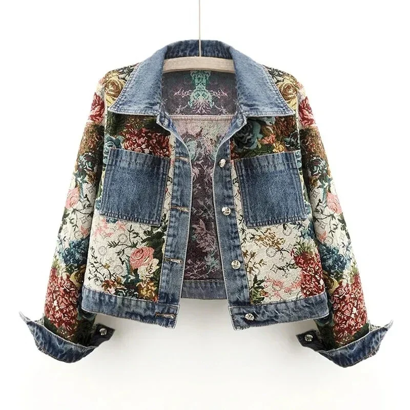 Trendy bloemen-spijkerjasje voor dames