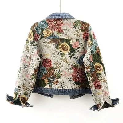 Trendy bloemen-spijkerjasje voor dames